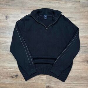 vintage early 2000s gap heavyweight knit black quarter zip sweater